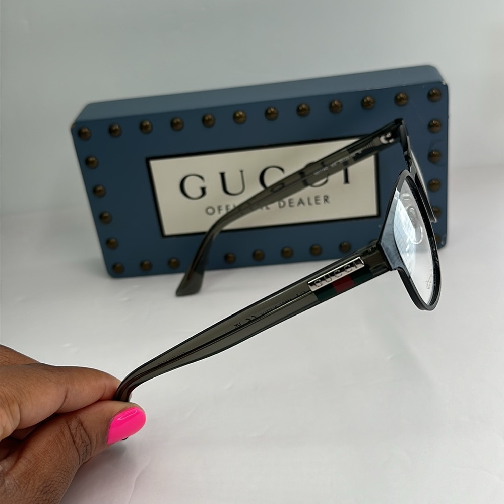 Auth - Gucci GG1118O 003 Eyeglasses Men's Black/Grey Full Rim Square Shape 52-2… - Picture 9 of 16